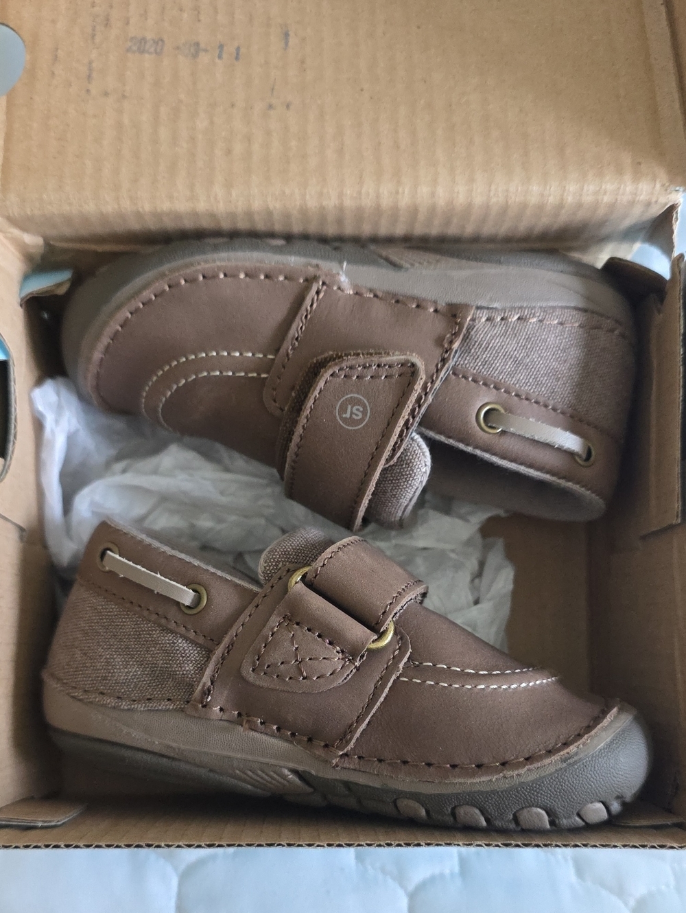 Stride Rite Brown Baby, Toddler Shoe, Moccasins w/Hook-and-Loop Strap Sz 5M NEW